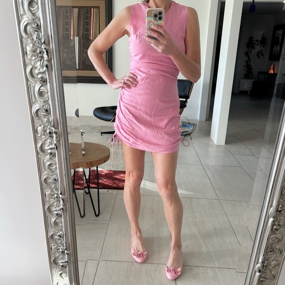 Amanda Uprichard Nessa Ruched Sheath Dress Pink Size S - Picture 1 of 12